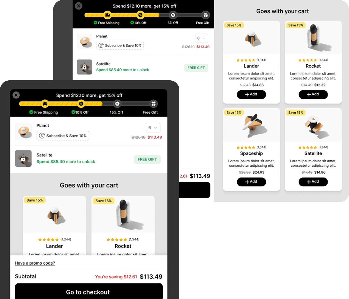 Screenshot of cart display styles