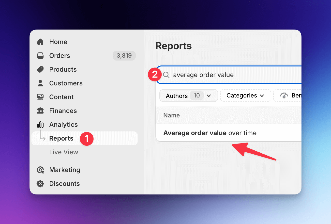 How to find the average order value in Shopify